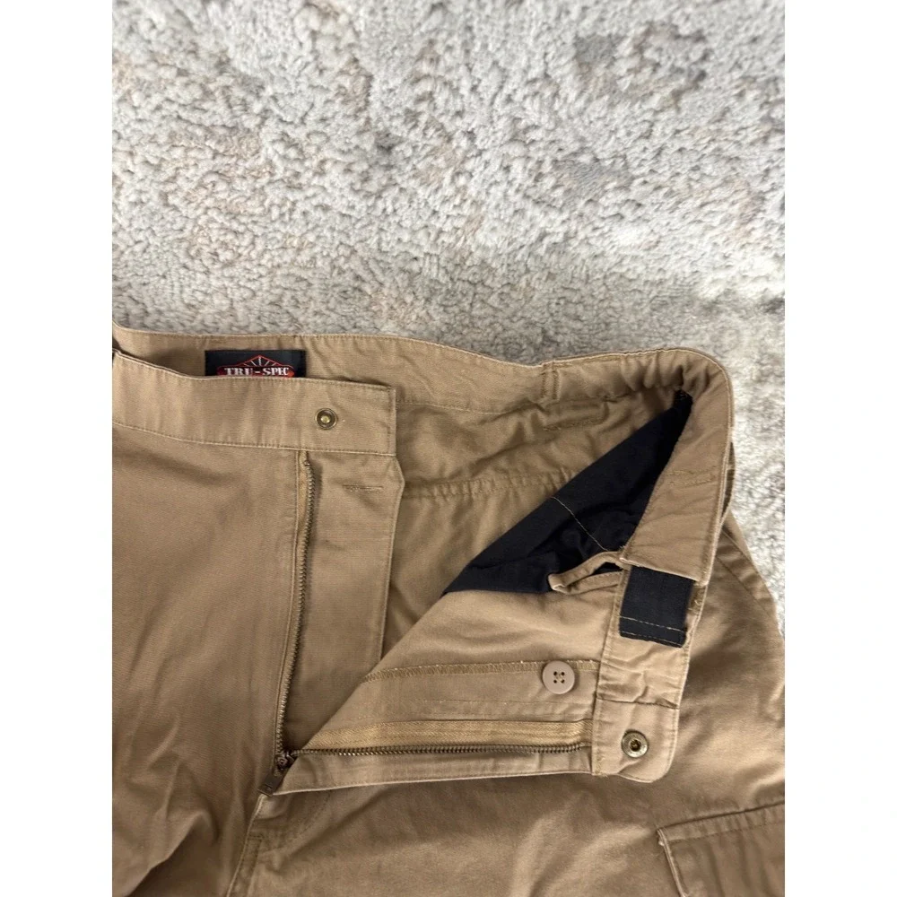 Tru Spec Size 42/30 L Cargo Cropped Capri Pants Brown Button Zip Outdoor‎